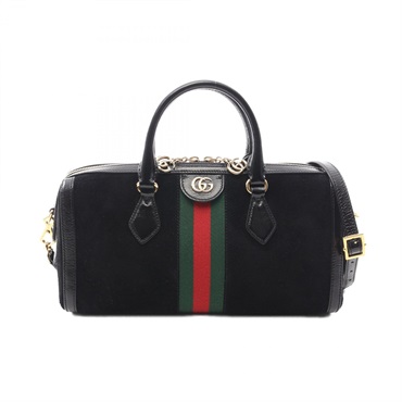 GUCCI Ophidia GG Medium 2-Way Handbag 524532 Suede Patent leather Black Multi