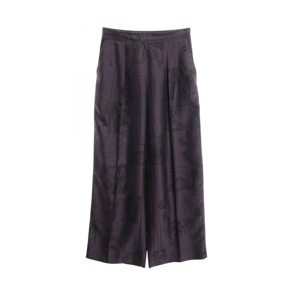 HERMES EN DESORDRE FINESSE Twillaine Pants #34 silk Purple Used Women