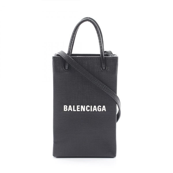 BALENCIAGA Mini Phone Holder Crossbody Shoulder Bag 528655 leather Black Used