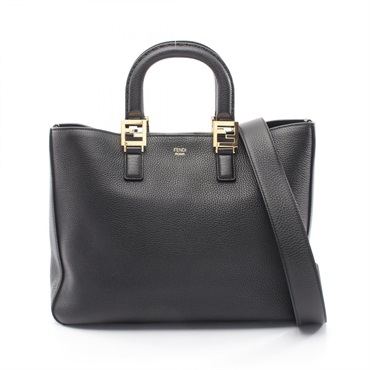 FENDI FF Tote Medium Selleria 2WAY Tote Bag 8BH368 leather Black Used Women