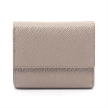 CELINE Small trifold Tri-fold wallet 10B573 leather Beige Used Women