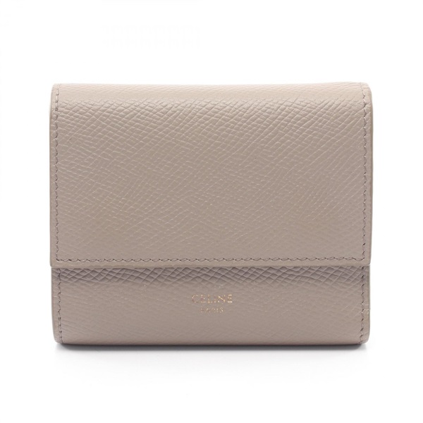 CELINE Small trifold Tri-fold wallet 10B573 leather Beige Used Women
