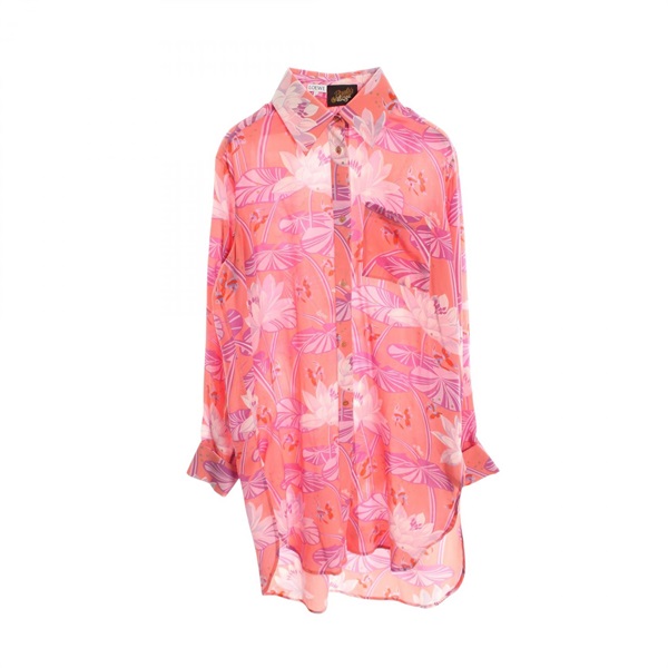 LOEWE PAULA'S IBIZA Floral Pattern Shirt Dress #36 silk Pink Purple Women