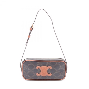 CELINE Triomphe Mini Camera Shoulder Bag 10J582EGP canvas leather Black Brown