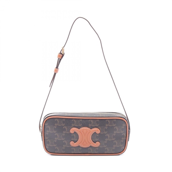 CELINE Triomphe Mini Camera Shoulder Bag 10J582EGP canvas leather Black Brown