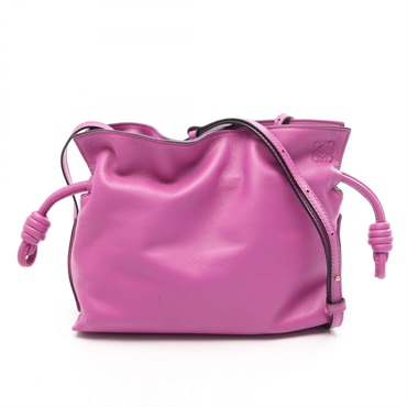 LOEWE Flamenco clutch mini Crossbody Shoulder Bag leather Purple Used Women