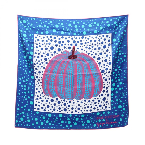 LOUIS VUITTON Yayoi Kusama Carre 90 Pumpkin Scarf Stole M78393 silk Blue Used LV