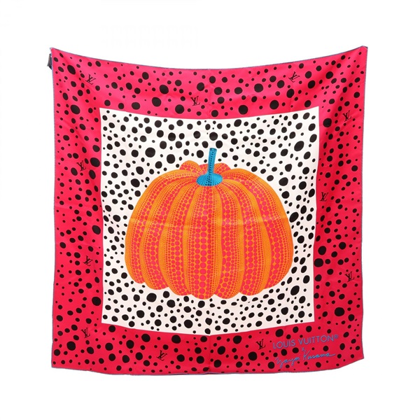 LOUIS VUITTON Yayoi Kusama Carre 90 Pumpkin Scarf Stole M78394 silk Pink Used LV