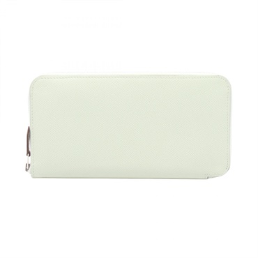 HERMES Azap long SilkIn Around long wallet purse B Epsom Vert Fizz Used SHW