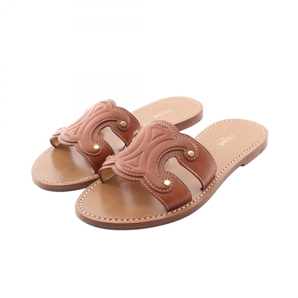 CELINE Triomphe Mule Sandals Shoes 352413767C.04LU leather Brown Used Women #35