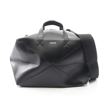 LOEWE Puzzle Fold Duffle Shoulder crossbody Hand bag leather Black Used unisex