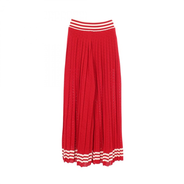 GUCCI Adidas 3 Stripes Lace Pleated Knit Wide Pants cotton Red Women size XXS