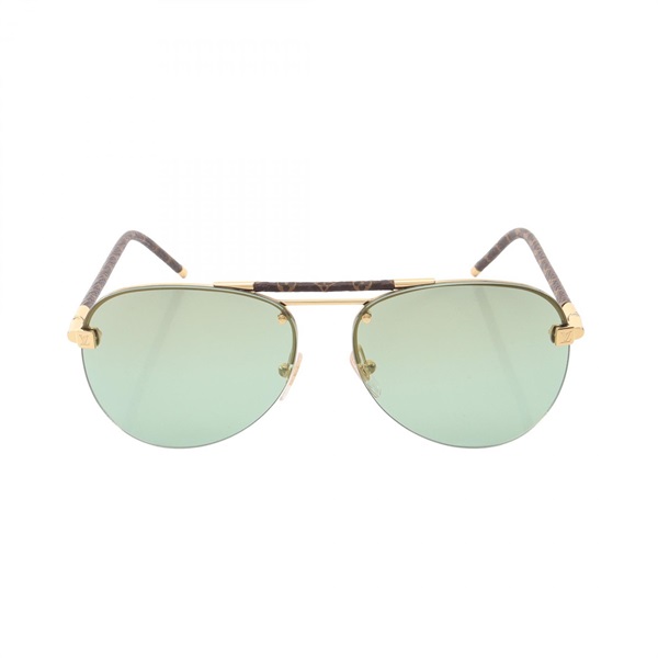 LOUIS VUITTON Clockwise Monogram Sunglasses Z1108E canvas Gold Plated Brown Used