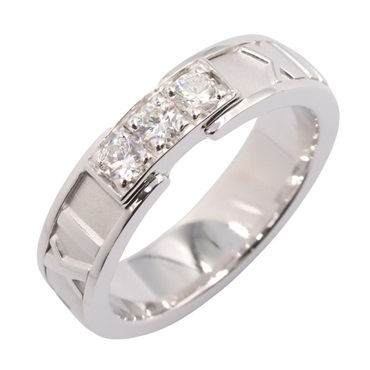 TIFFANY＆CO Atlas Diamond Ring 18KWG White Gold Clear Used Women US size #4.5