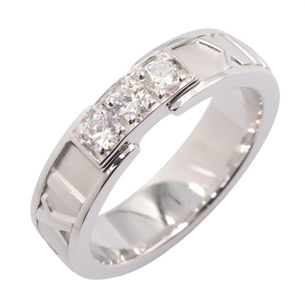 TIFFANY＆CO Atlas Diamond Ring 18KWG White Gold Clear Used Women US size #4.5