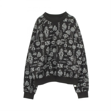 HERMES Ferronnerie Remix Long sleeved Sweatshirt 6E4624DG cotton Black Used #38