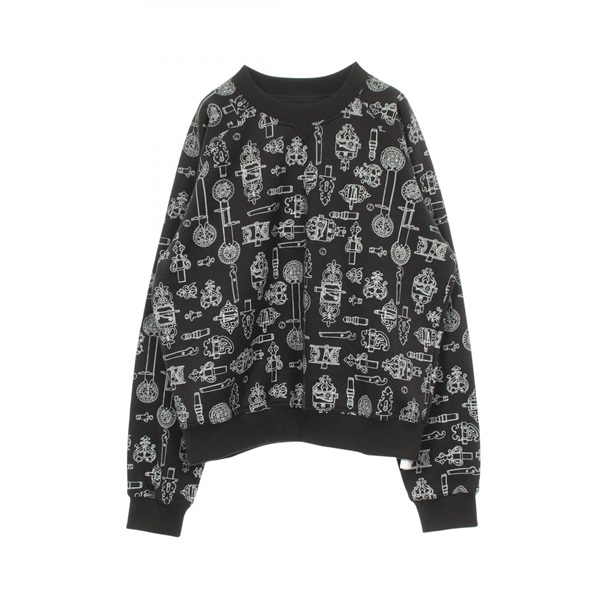 HERMES Ferronnerie Remix Long sleeved Sweatshirt 6E4624DG cotton Black Used #38