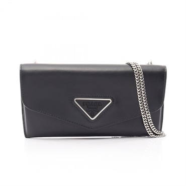 PRADA Triangle Mini Chain Shoulder Bag 1NR001 leather Black SHW Used Women
