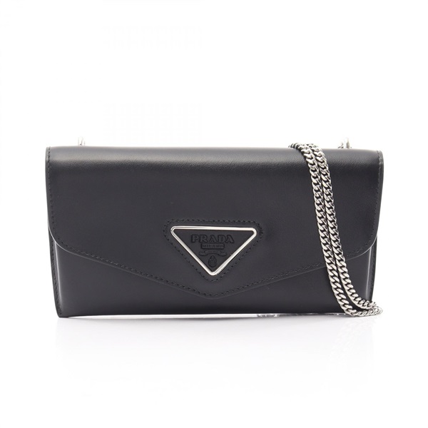 PRADA Triangle Mini Chain Shoulder Bag 1NR001 leather Black SHW Used Women