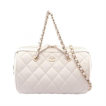CHANEL Matelasse Chain Crossbody Shoulder Bag AP4474 leather White GHW Used CC
