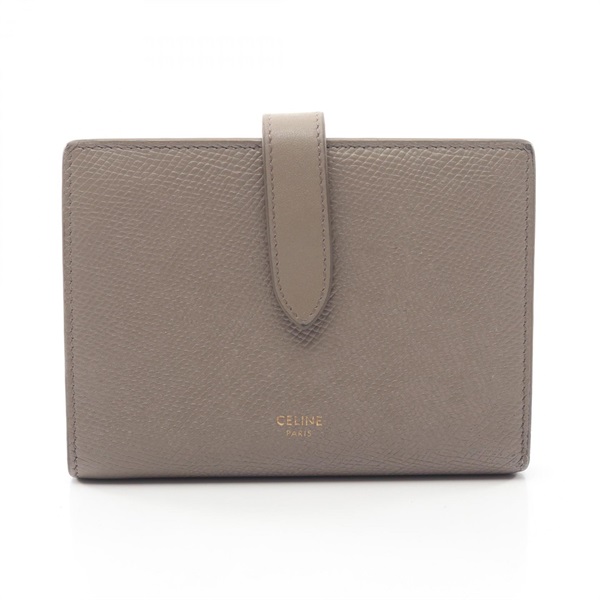 CELINE Medium strap Bi-fold wallet 10B643 leather Beige Used Women