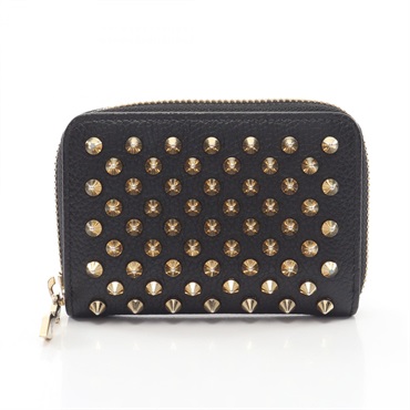 Christian Louboutin Panettone spike studs coin purse wallet Leather Black Used