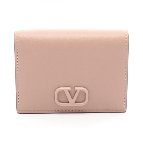 Valentino Garavani VLOGO Bi-fold wallet leather Pink Used Women