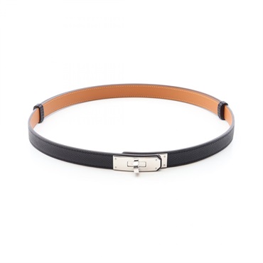 HERMES Kelly Belt Ceinture leather Black SHW Used Women W