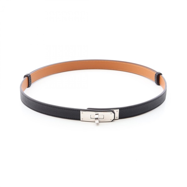 HERMES Kelly Belt Ceinture leather Black SHW Used Women W