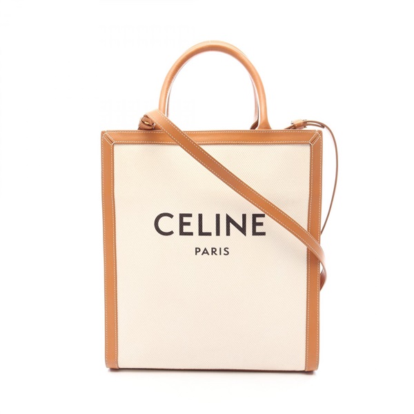 CELINE Small Vertical Cabas Shoulder Crossbody Tote Handbag canvas leather Used