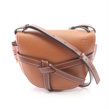 LOEWE GATE Small Shoulder crossbody hand Bag 321.54.T20 leather Brown Pink Used