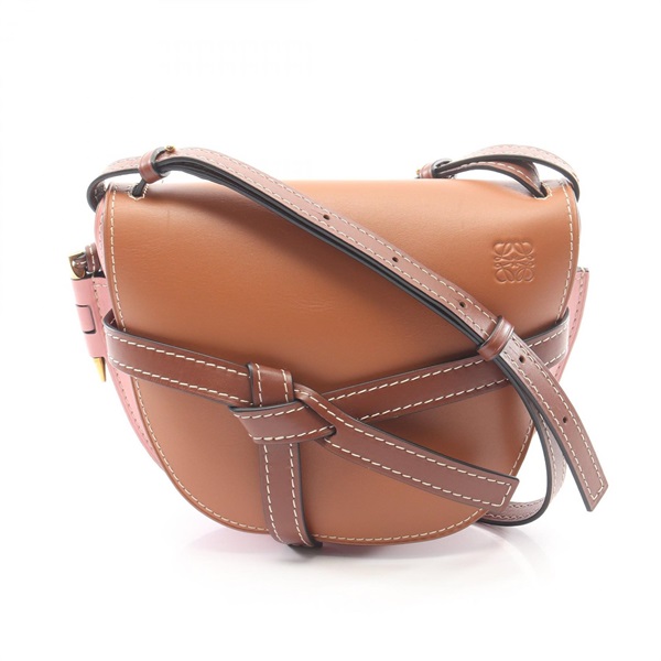 LOEWE GATE Small Shoulder crossbody hand Bag 321.54.T20 leather Brown Pink Used