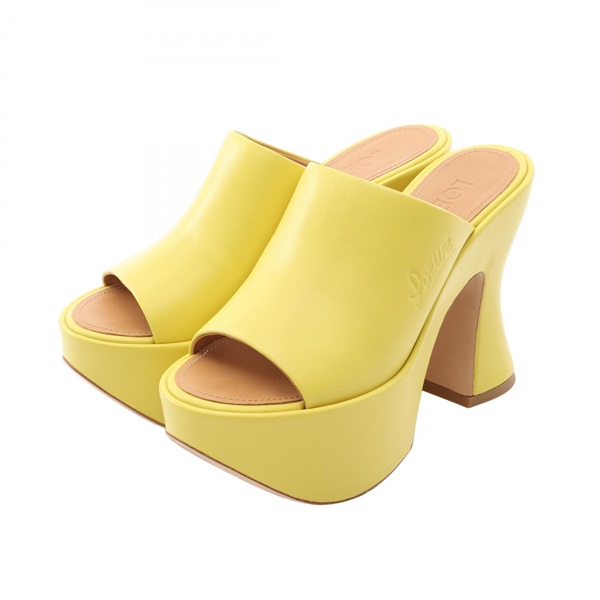 LOEWE PAULA'S IBIZA Open Toe Mule Heels #35 leather Yellow Used Women