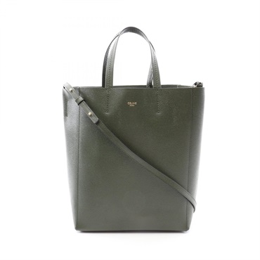 CELINE Vertical Small Cabas shoulder crossbody Tote Bag 189813 leather Khaki