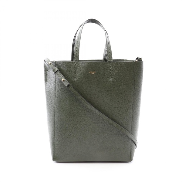 CELINE Vertical Small Cabas shoulder crossbody Tote Bag 189813 leather Khaki