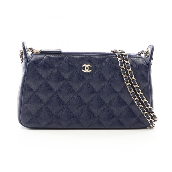 CHANEL Matelasse Chain Clutch Shoulder Bag AP4704 Calfskin leather Navy Used