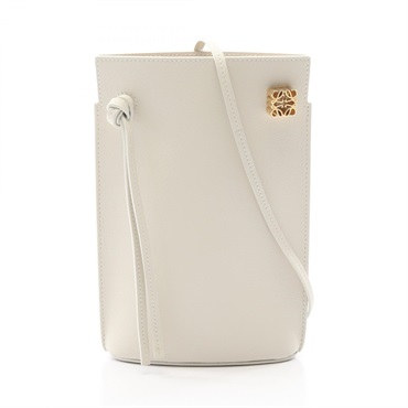 LOEWE Dice Pocket Shoulder Crossbody Bag Pouch C630R12X01 leather White Used