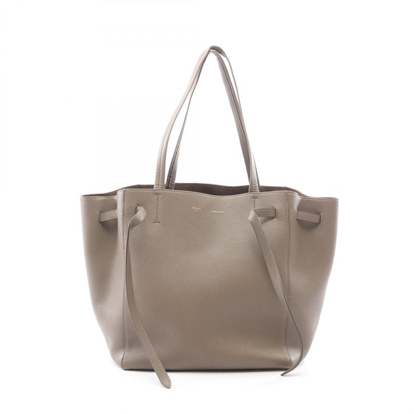 CELINE Cabas Phantom Small Tote shoulder Bag leather Beige Used Women
