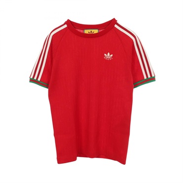 GUCCI adidas Short-sleeved shirt Top T-shirt polyester Red Green Used size M