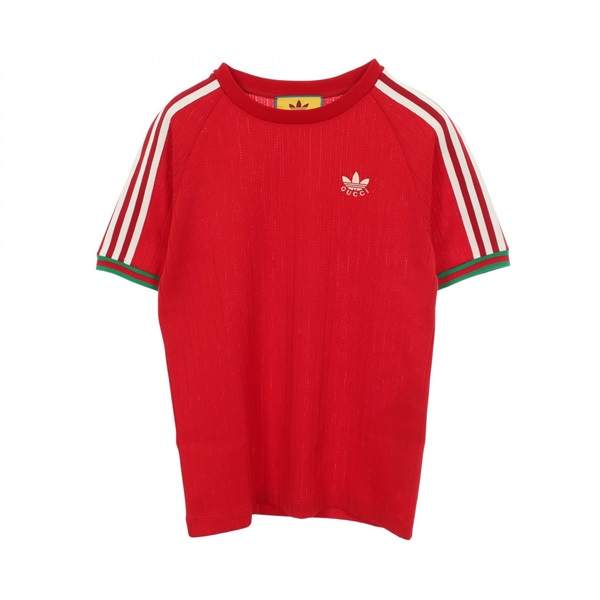 GUCCI adidas Short-sleeved shirt Top T-shirt polyester Red Green Used size M