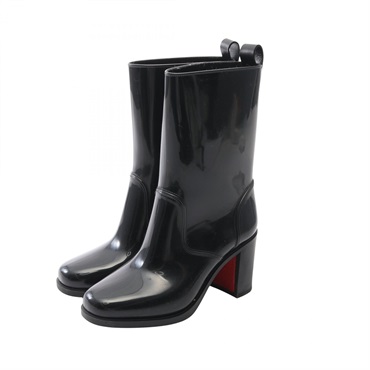 Christian Louboutin Rain shoes Boots Heels #36 rubber Black Red Used Women
