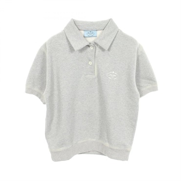 PRADA Fleece Vintage-processed Sweatshirt Polo shirt cotton Gray Used size S