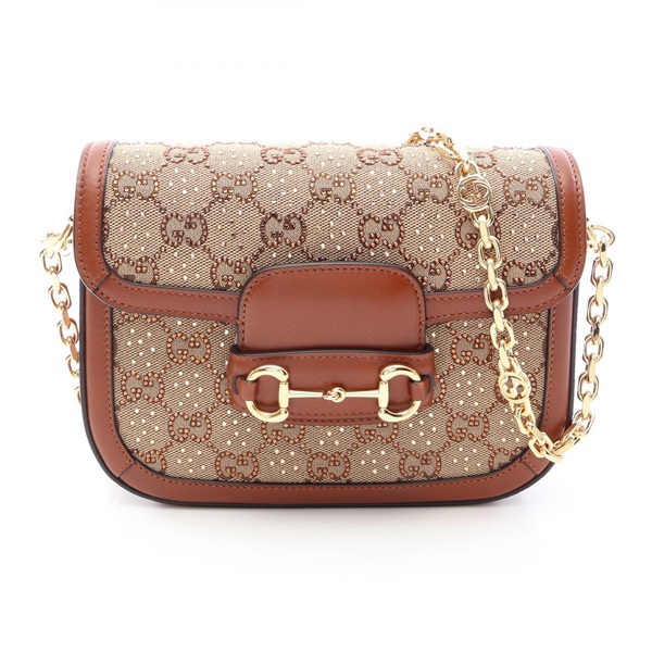 GUCCI Horsebit 1955 GG Canvas Chain Shoulder Bag 675801 canvas leather Used