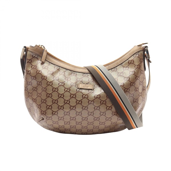 GUCCI GG crystal Shoulder crossbody Bag 181092 canvas leather Brown Used Women