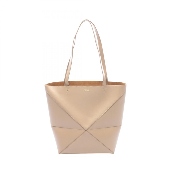 LOEWE PUZZLE TOTE MEDIUM Shoulder Bag leather Beige Used Women