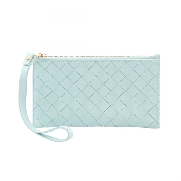 BOTTEGA VENETA Intrecciato Pouch Mini Bag with Handstrap leather Blue Used Women
