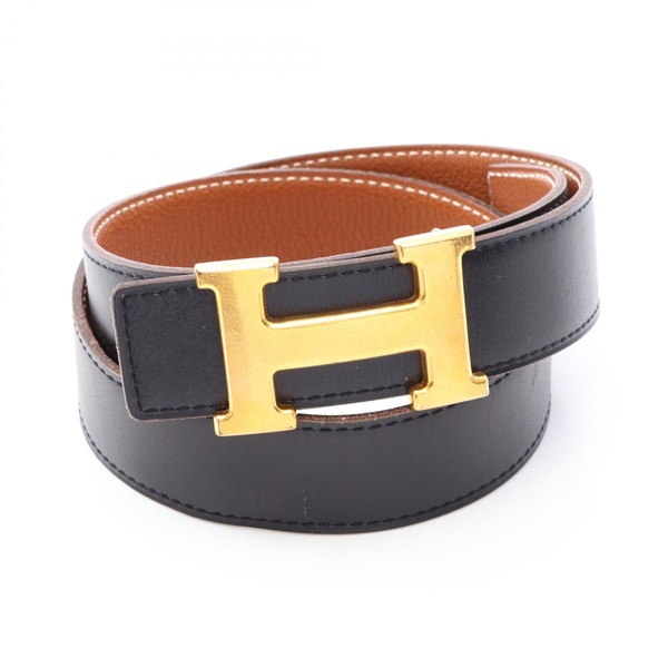 HERMES Constance H belt reversible ceinture leather Black Brown Used mens GHW