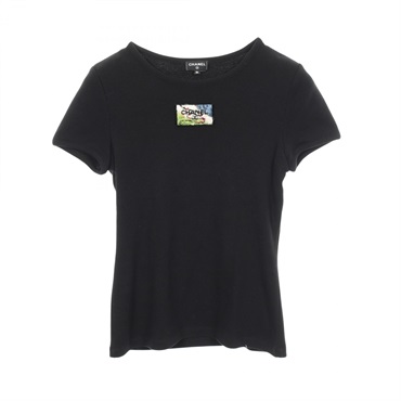 CHANEL Sequin embroidered ribbed short-sleeved T-shirt #36 P74094V64275 cotton