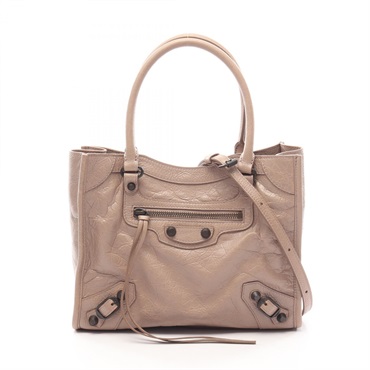 BALENCIAGA Le City Mini Shoulder Crossbody Handbag 852608 leather Beige Used
