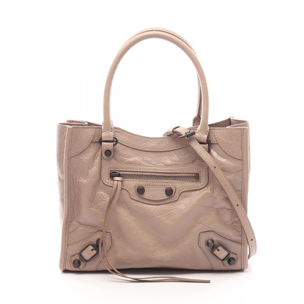 BALENCIAGA Le City Mini Shoulder Crossbody Handbag 852608 leather Beige Used